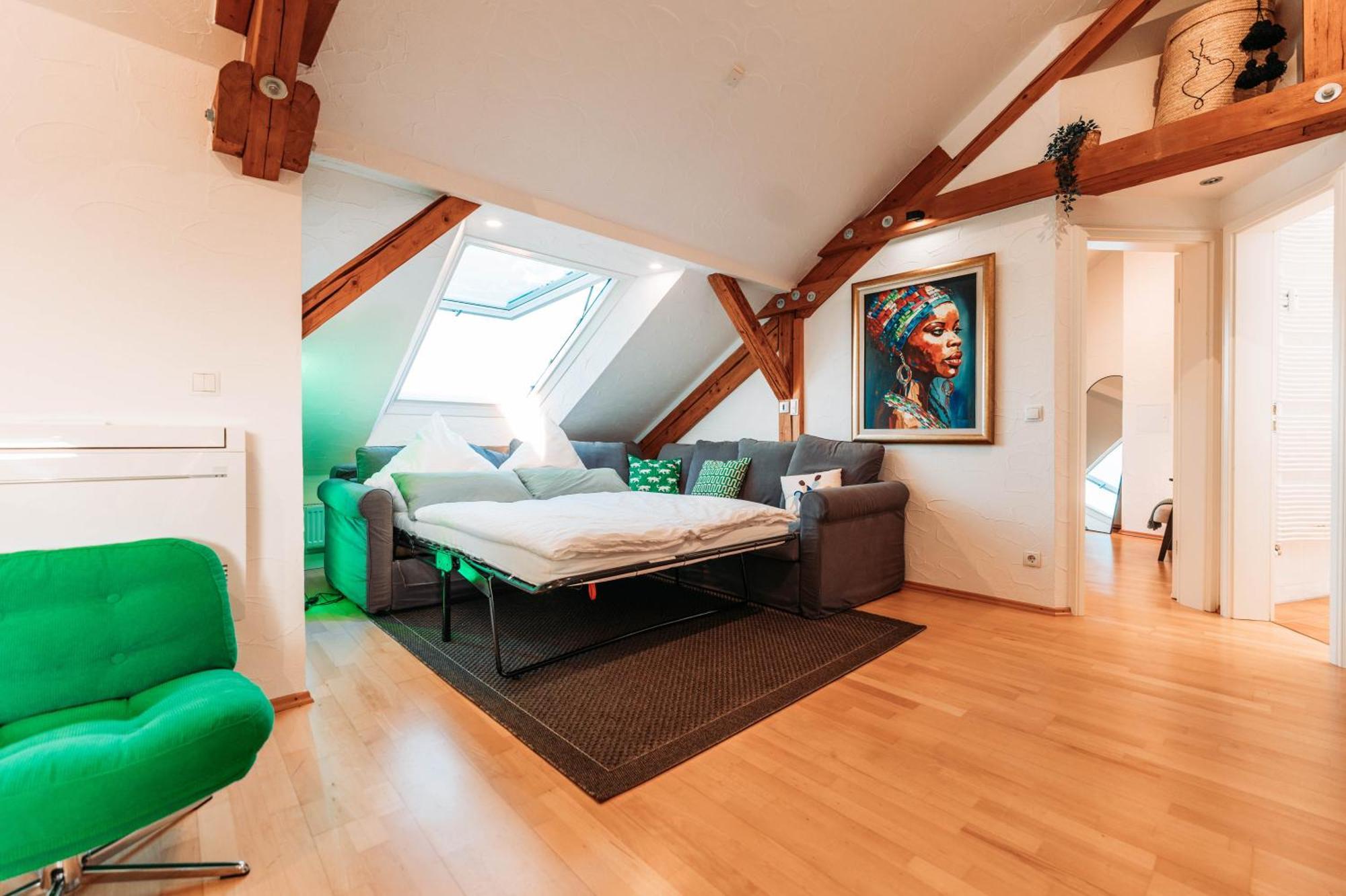 Apartment Spacious Penthouse With Ac And Free Parking Steps Away From The Station